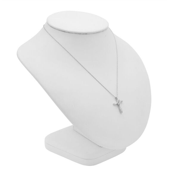 Sterling Silver Three Diamond in Cross Pendant-Necklace - Picture 3 of 5